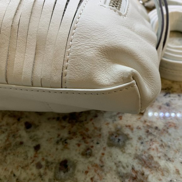 B. Makowsky Alexis Pebble Leather Hobo with Chain & Fringe - white - Picture 10 of 16